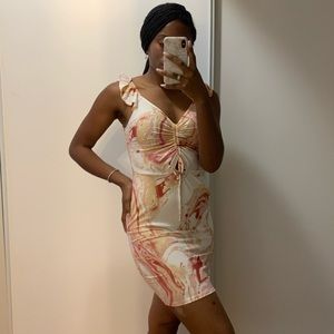 Pink white and cream marble mini dress 👗